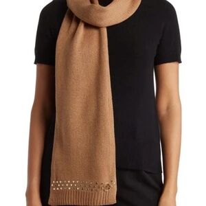$88 - Michael MICHAEL KORS Disk Studded Logo Scarf in Camel 66" L x 9" W